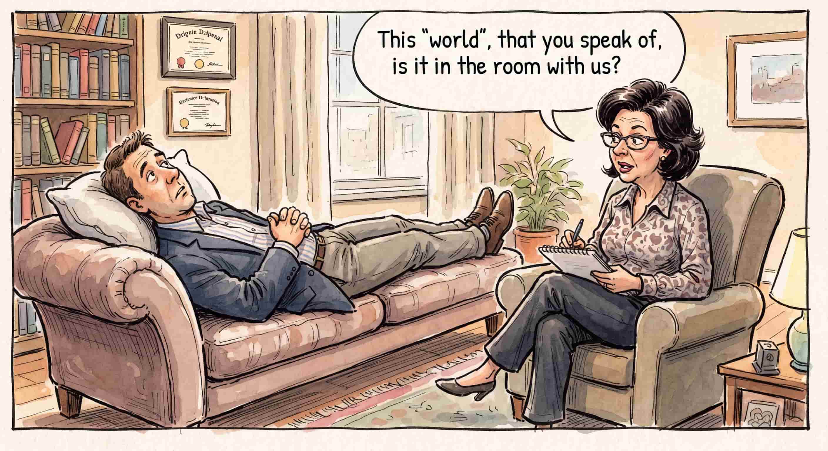 — Is "the world" in the room with us, right now? 